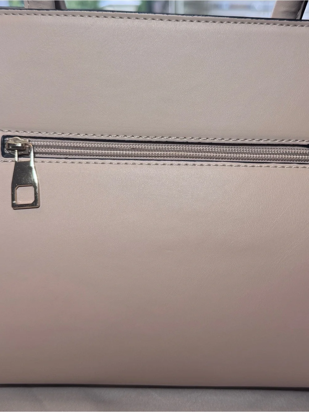 Cream Quilted Satchel with Gold-Tone Accent